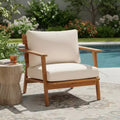 Ensemble de canapés de jardin 2/4 places, ensemble de conversation de patio, ensemble de meubles d'extérieur, ensemble de sièges avec table basse, fauteuil, causeuse et coussins, teck + beige - ModernLuxe