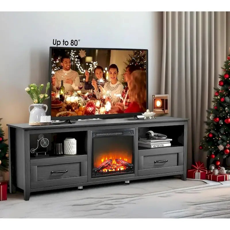 Meuble TV Cheminée WESOME 70 avec Foyer Électrique de 18 pouces
