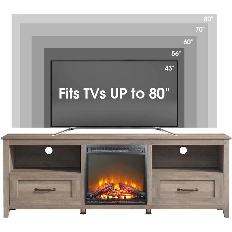 Meuble TV Cheminée WESOME 70 avec Foyer Électrique de 18 pouces