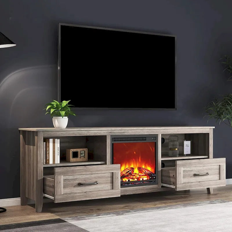 Meuble TV Cheminée WESOME 70 avec Foyer Électrique de 18 pouces