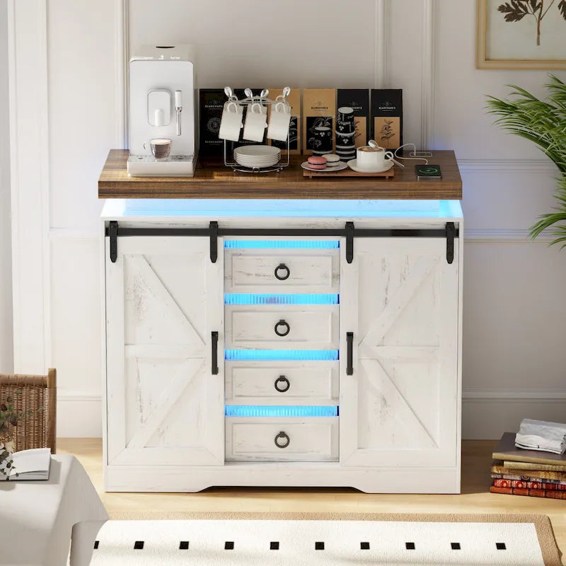 Meuble d'appoint à 5 tiroirs avec lumière LED