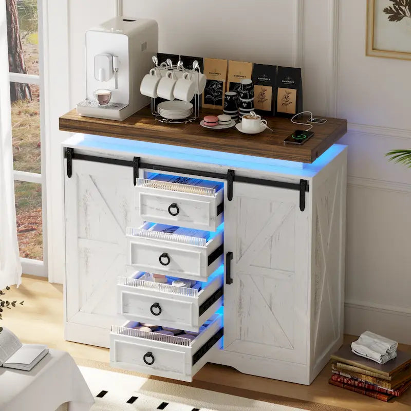 Meuble d'appoint à 5 tiroirs avec lumière LED