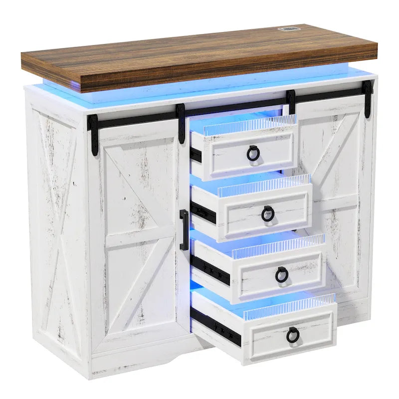 Meuble d'appoint à 5 tiroirs avec lumière LED