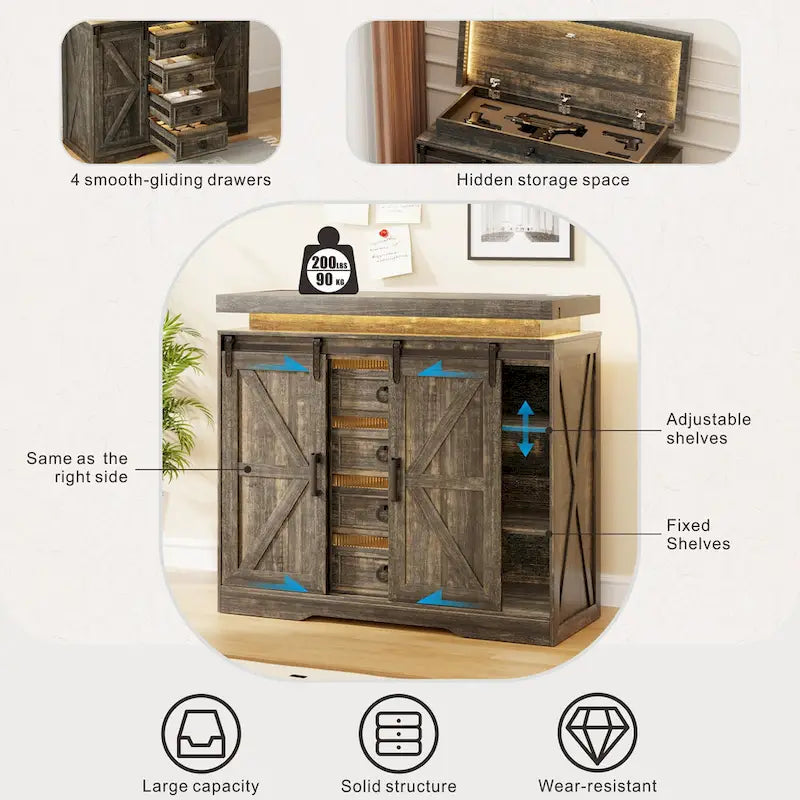 Meuble d'appoint à 5 tiroirs avec lumière LED