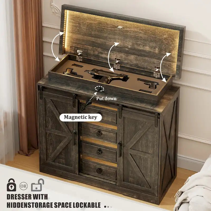 Meuble d'appoint à 5 tiroirs avec lumière LED