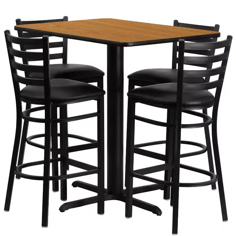 Ensemble table stratifiée rectangulaire Emma et Oliver 24L x 42P et 4 tabourets à dossier échelle
