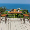 Costway Ensemble table de bar et 2 tabourets d'extérieur en rotin et osier 3 pièces