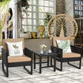 Costway Ensemble de Meubles de Jardin en Rotin 3 Pièces avec Coussins, Fauteuil et Table Basse