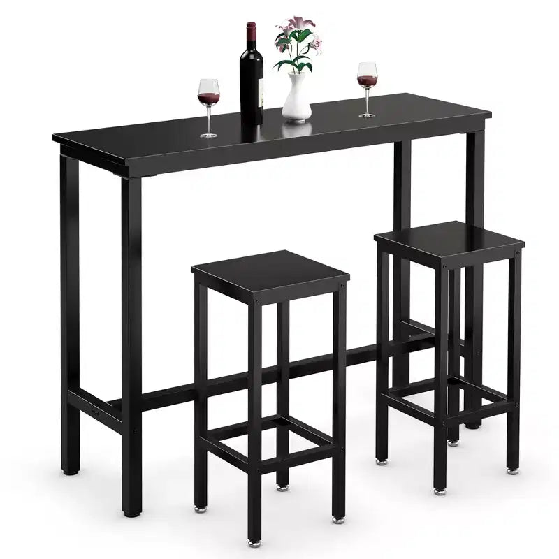 Ensemble de table de bar Costway 3 pièces, table de petit-déjeuner haute avec tabourets