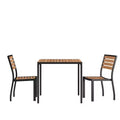 Ensemble table de patio 3 pièces Emma et Oliver - Lattes en poly de teck synthétique - Table carrée de 35 pouces avec cadre en acier et 2 chaises empilables en faux teck