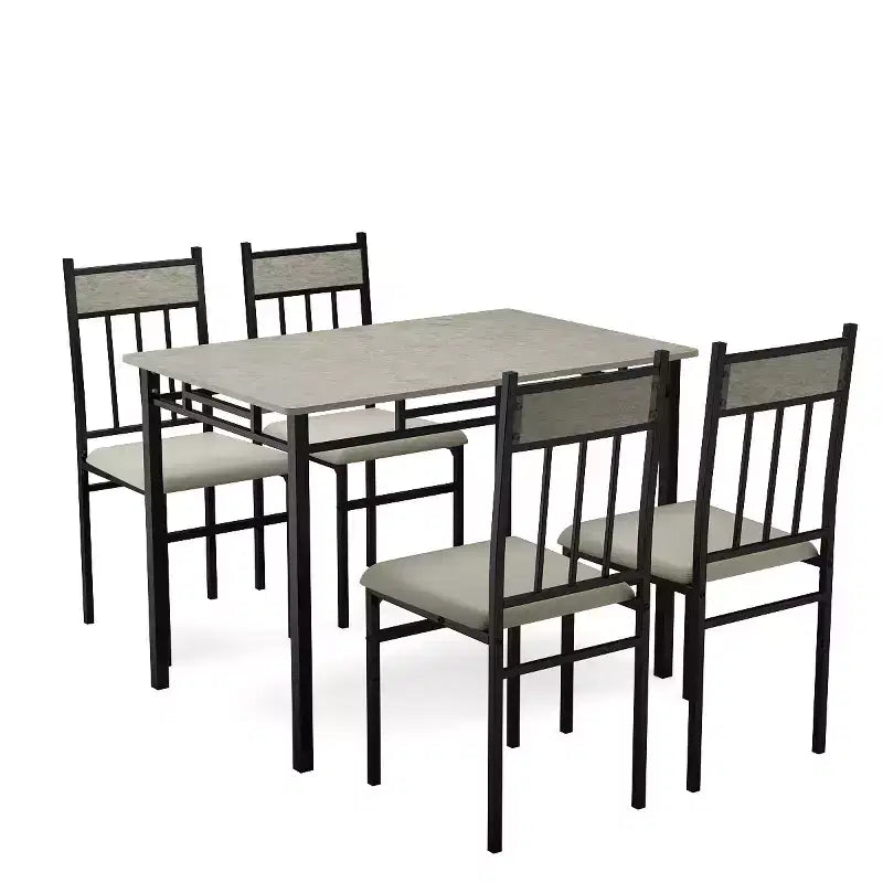 Costway Ensemble de salle à manger 5 pièces Table à plateau en faux marbre 76 cm et 4 chaises rembourrées avec pieds en métal