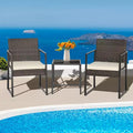 Costway Ensemble de Meubles de Jardin 3 Pièces Chaises en Rotin et Table Rembourrées Robuste