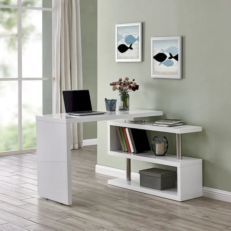Bureau rotatif avec étagères