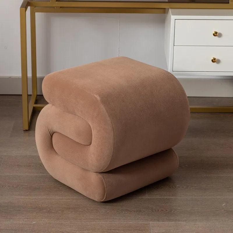 Tabouret de Maquillage Repose-pieds en Velours en Forme de S