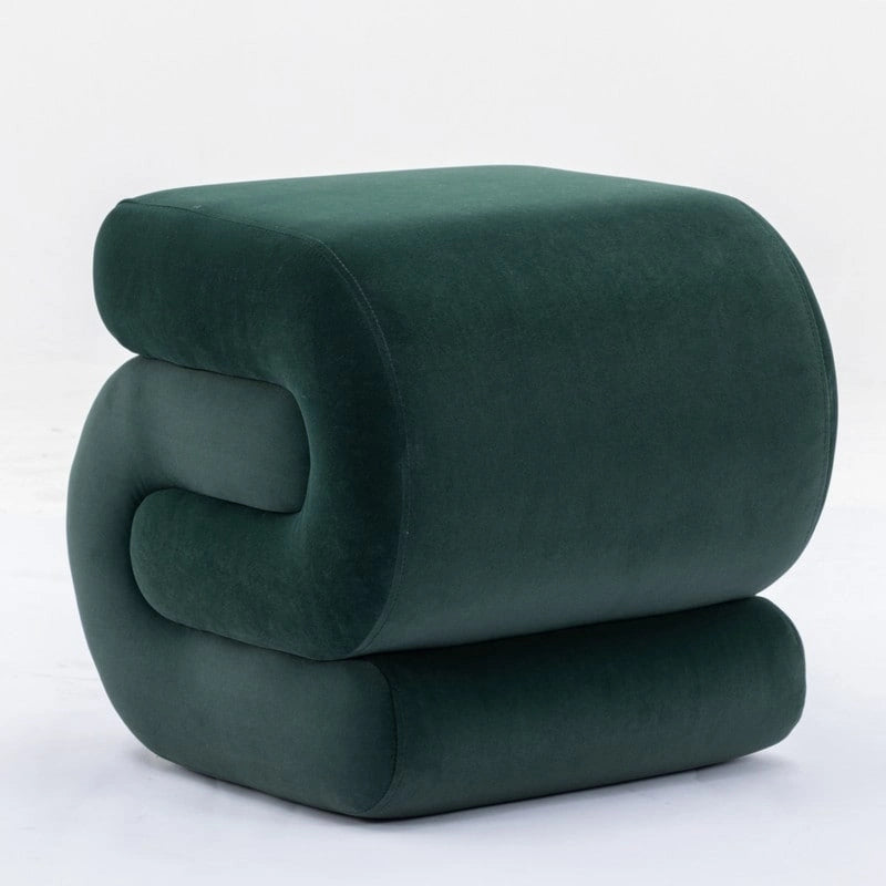 Tabouret de Maquillage Repose-pieds en Velours en Forme de S