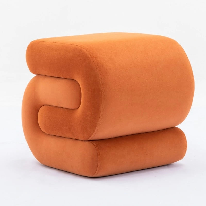 Tabouret de Maquillage Repose-pieds en Velours en Forme de S