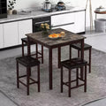 Costway Ensemble de Table de Bar 5 Pièces, Table à Manger Carrée et 4 Tabourets de Bar Rembourrés en Cuir PVC Marron/Blanc