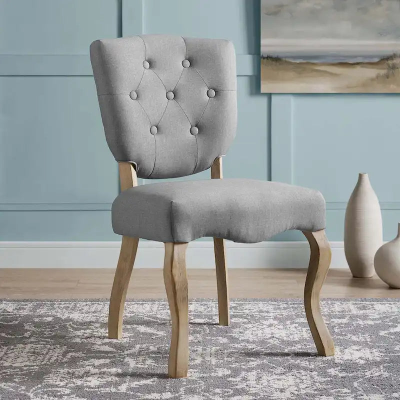 Chaise de salle à manger latérale tapissée vintage française Array