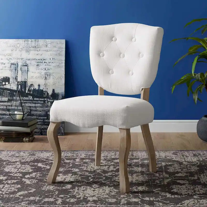 Chaise de salle à manger latérale tapissée vintage française Array