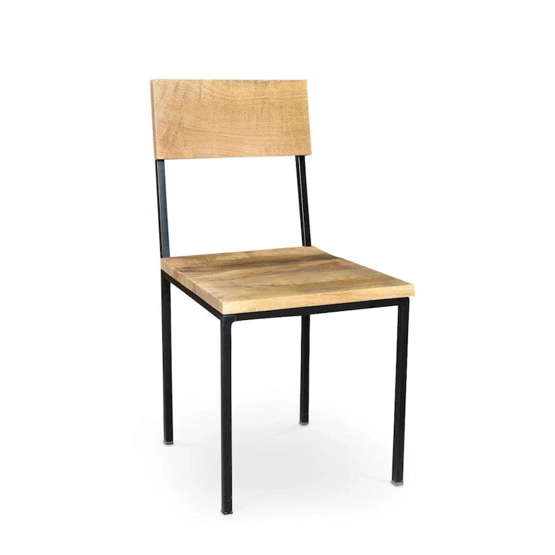 Chaise artisanale en bois de manguier recyclé et métal (Lot de 2) - 91,4 cm H x 45,7 cm L x 45,7 cm P