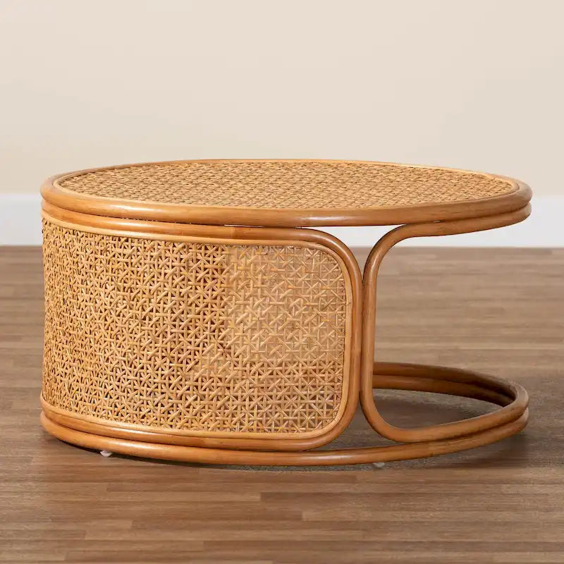 Table basse en rotin miel