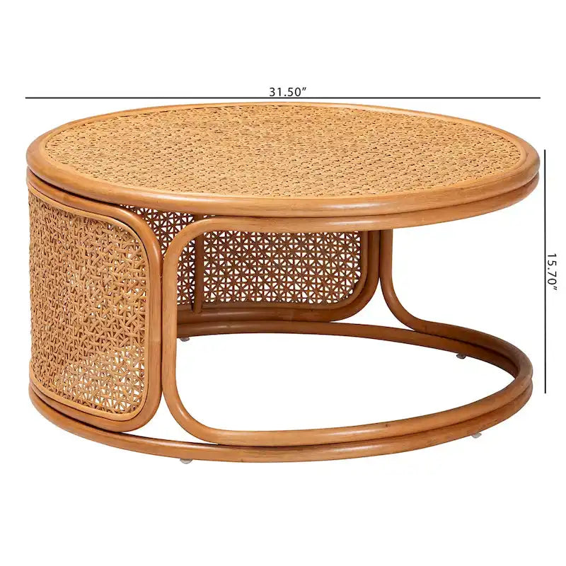 Table basse en rotin miel