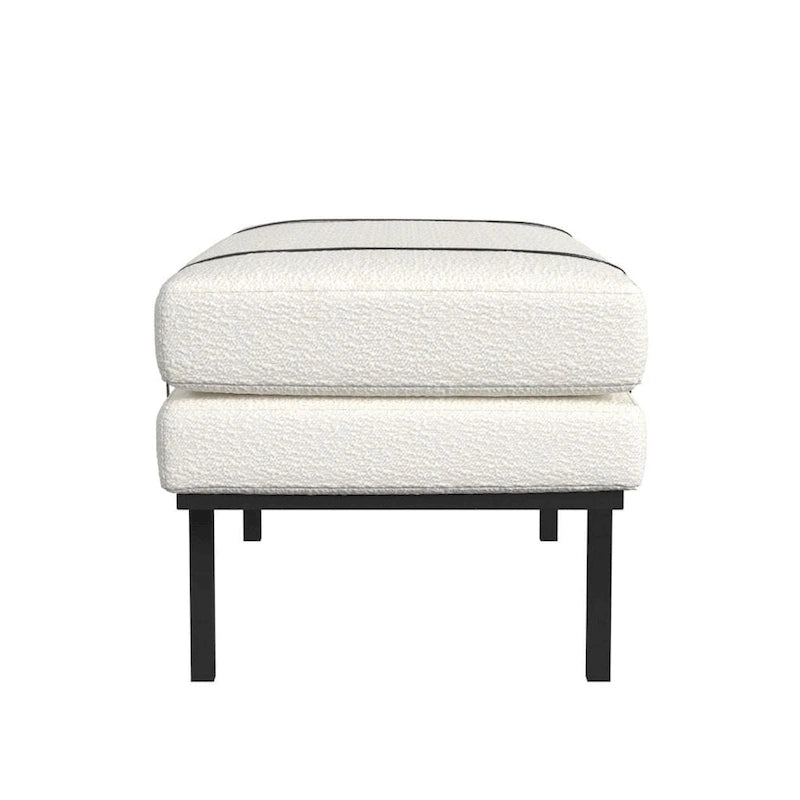 Banc rembourré avec base en métal - Boucle crème