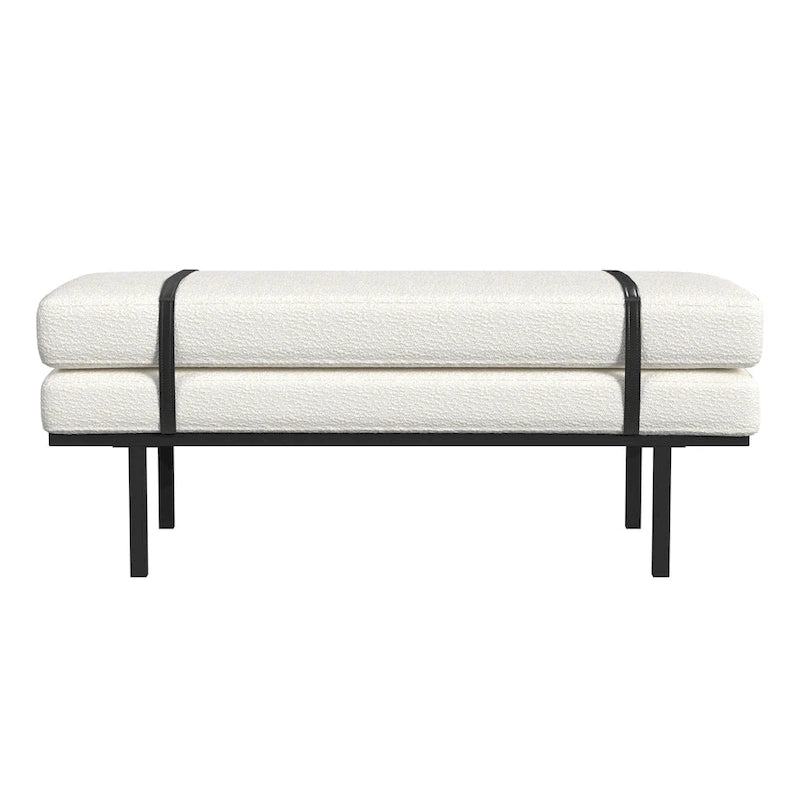Banc rembourré avec base en métal - Boucle crème