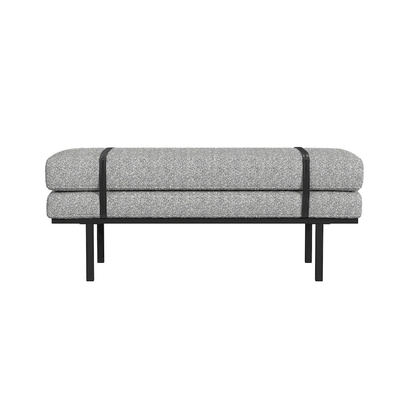 Banc rembourré avec base en métal - Boucle crème