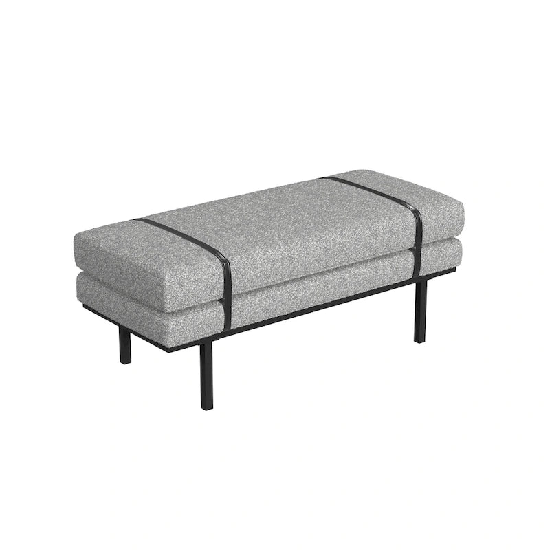 Banc rembourré avec base en métal - Boucle crème