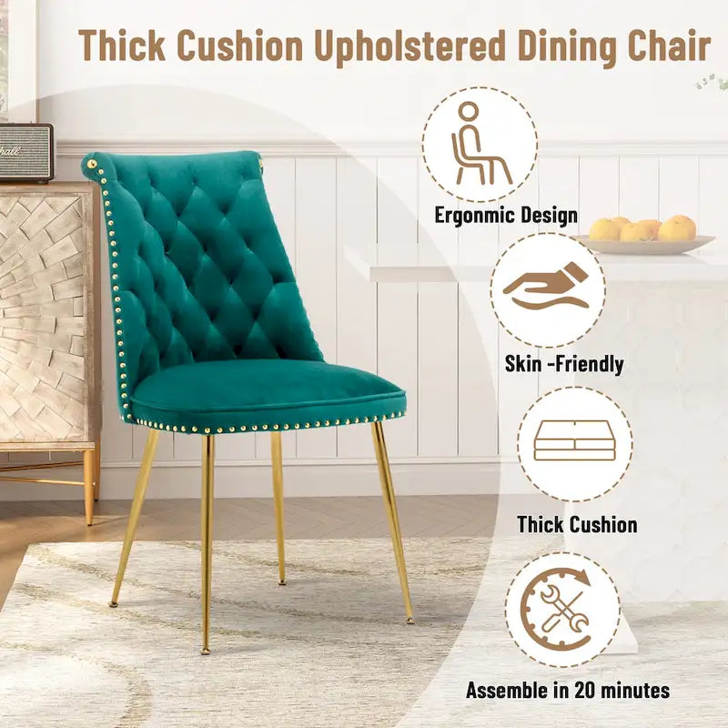 Chaises de salle à manger modernes en velours (lot de 2)