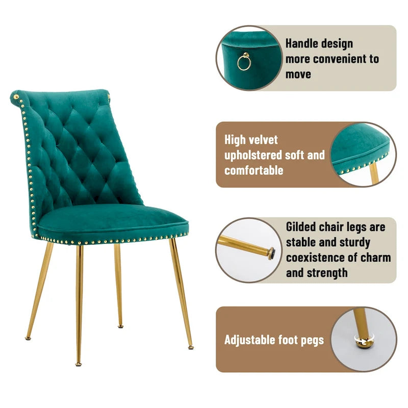 Chaises de salle à manger modernes en velours (lot de 2)