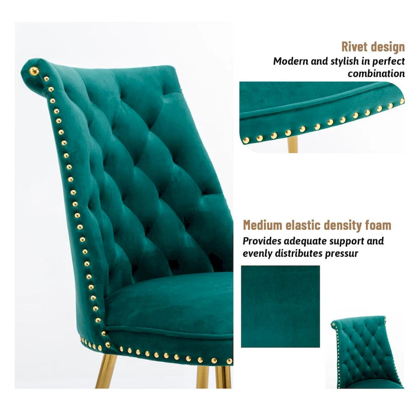 Chaises de salle à manger modernes en velours (lot de 2)