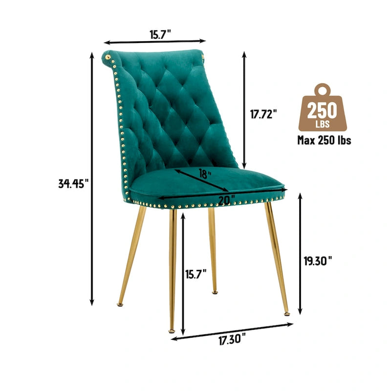 Chaises de salle à manger modernes en velours (lot de 2)
