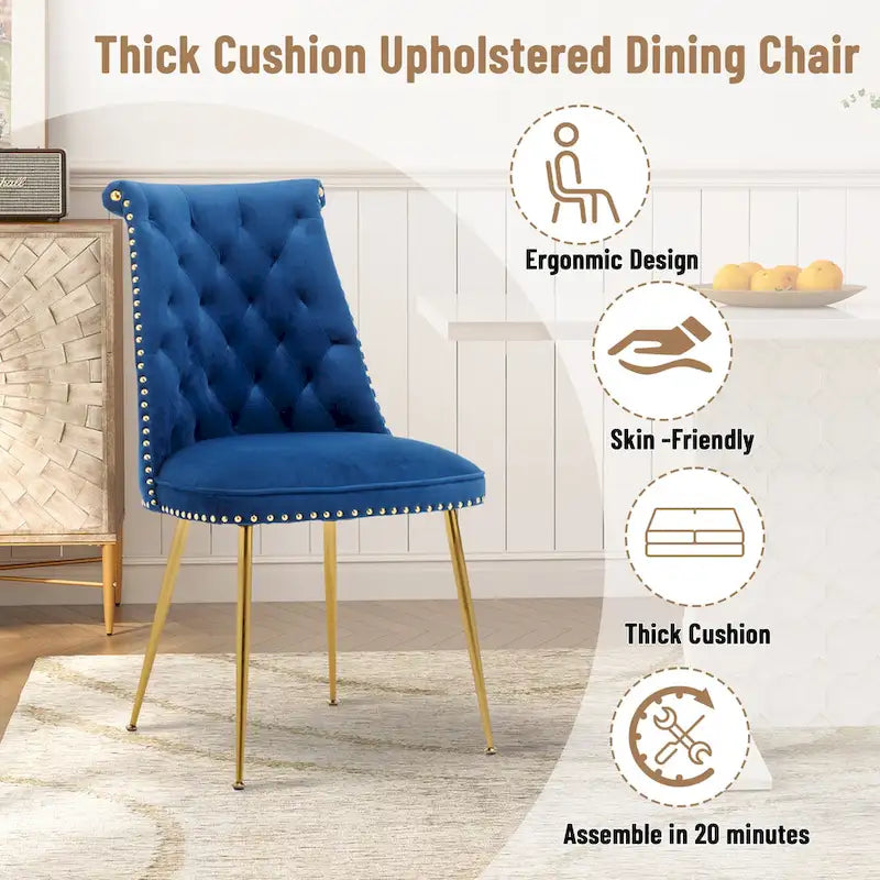 Chaises de salle à manger modernes en velours (lot de 2)