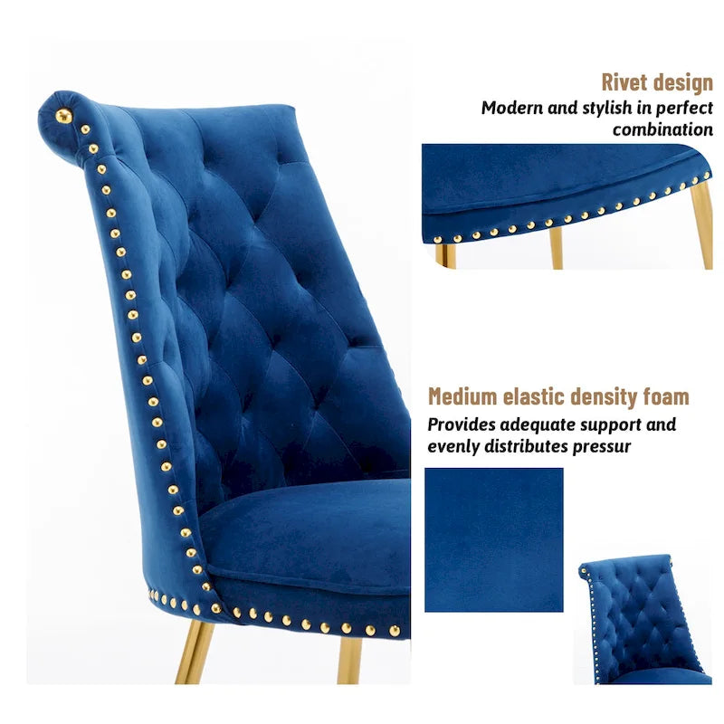 Chaises de salle à manger modernes en velours (lot de 2)