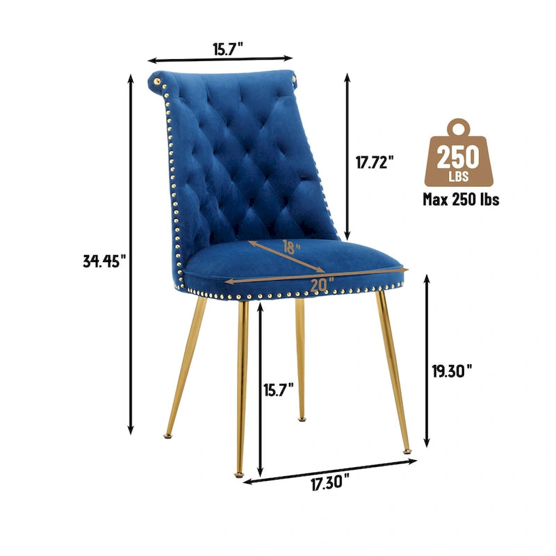 Chaises de salle à manger modernes en velours (lot de 2)