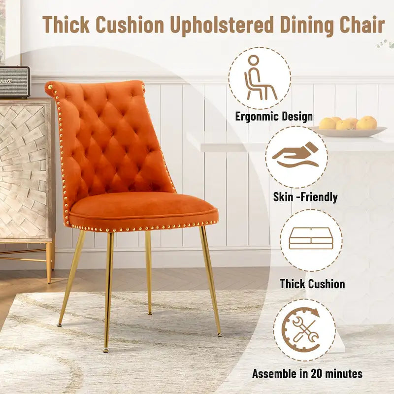 Chaises de salle à manger modernes en velours (lot de 2)