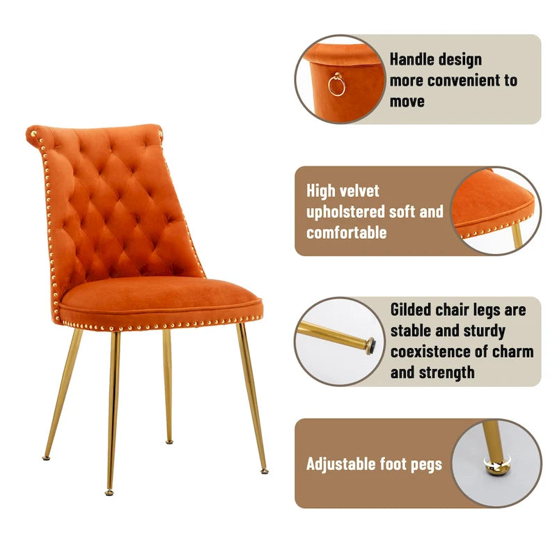 Chaises de salle à manger modernes en velours (lot de 2)