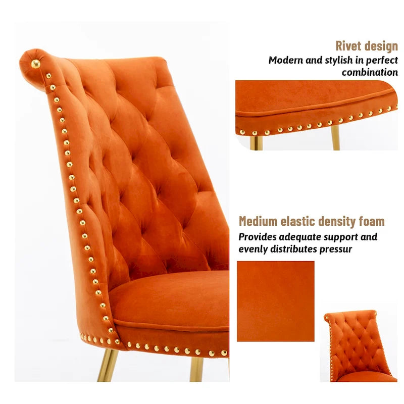Chaises de salle à manger modernes en velours (lot de 2)