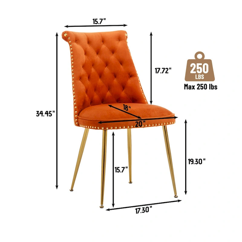 Chaises de salle à manger modernes en velours (lot de 2)