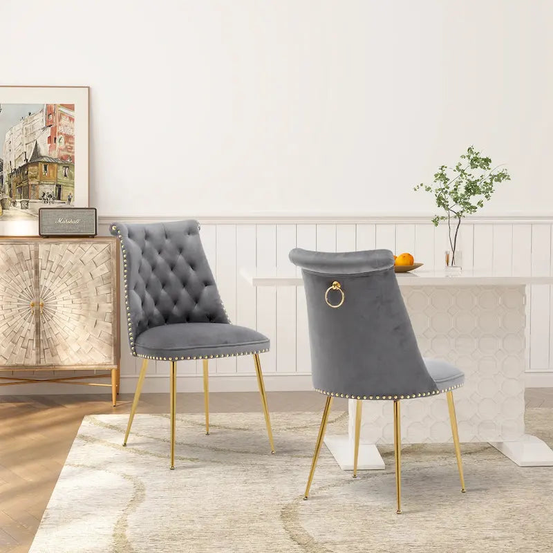 Chaises de salle à manger modernes en velours (lot de 2)