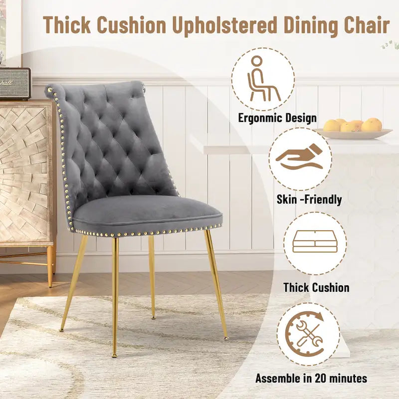 Chaises de salle à manger modernes en velours (lot de 2)