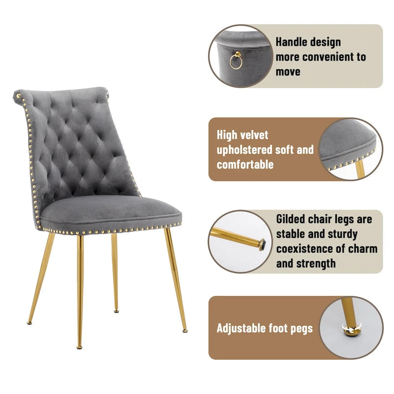 Chaises de salle à manger modernes en velours (lot de 2)