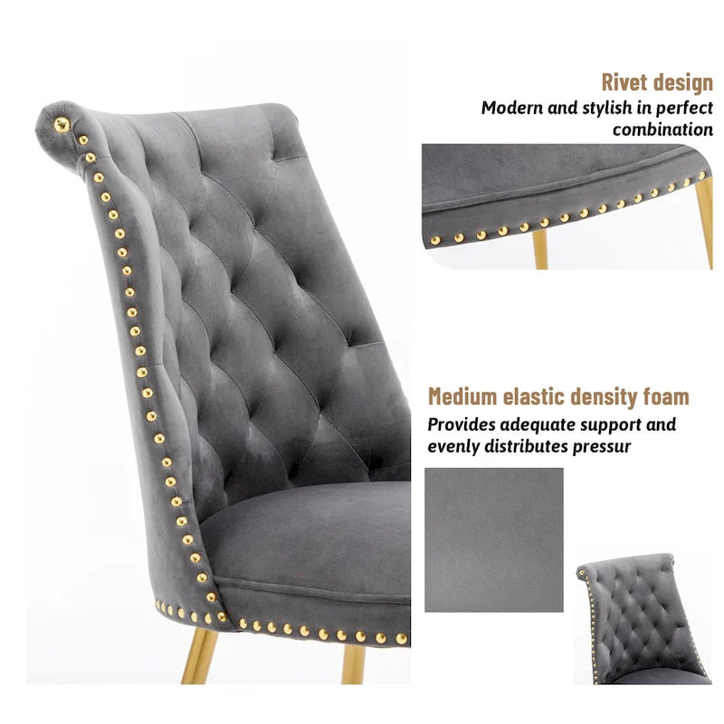 Chaises de salle à manger modernes en velours (lot de 2)