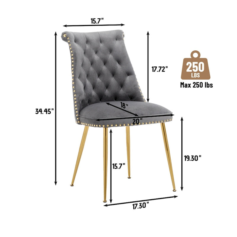 Chaises de salle à manger modernes en velours (lot de 2)