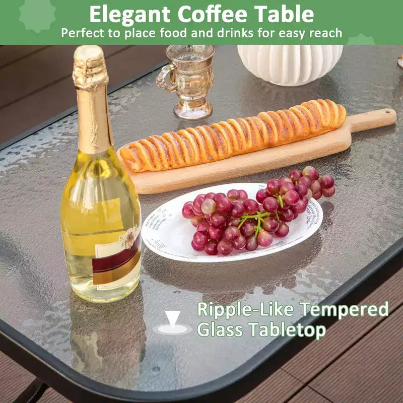Costway Ensemble de Meubles de Patio 2 Pièces Canapé de Jardin Table Basse Sièges Coussins Bleu Marine/Gris