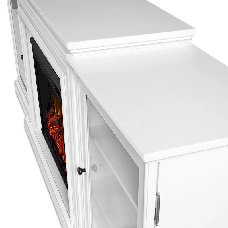 Meuble TV électrique cheminée blanc de 72 po – 72L x 15,5W x 30H