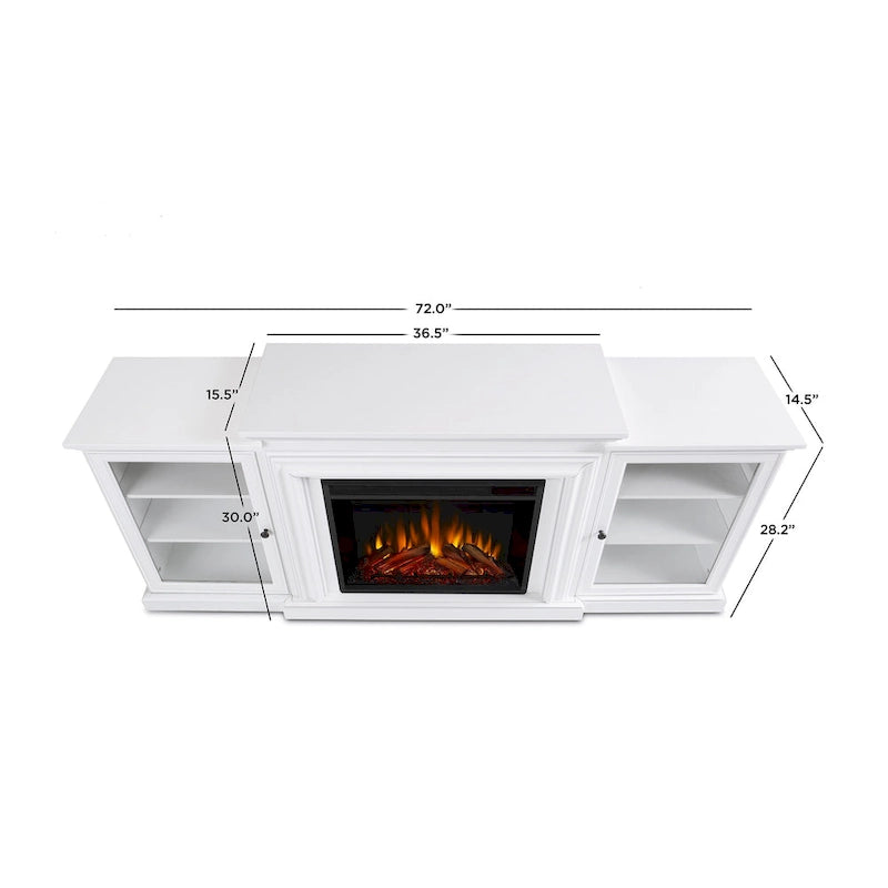 Meuble TV électrique cheminée blanc de 72 po – 72L x 15,5W x 30H