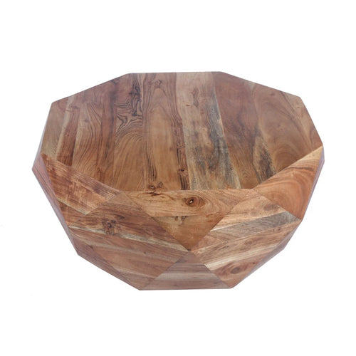 33 Inch Diamond Shape Acacia Wood Coffee Table With Smooth Top, Natural Brown